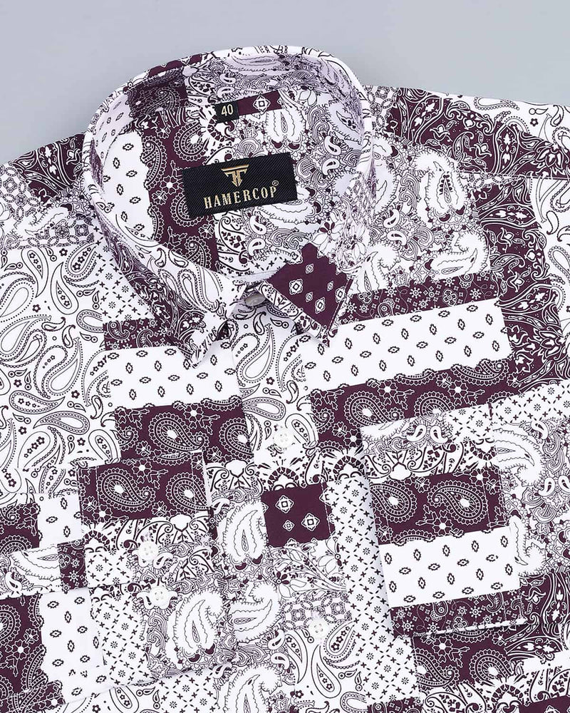 Purple Paisley Bandana Art Printed Designer Cotton Shirt
