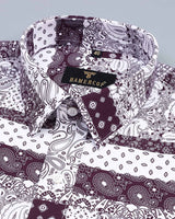 Purple Paisley Bandana Art Printed Designer Cotton Shirt