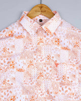 Orange With White Kalamkari Art Printed Linen Cotton Shirt