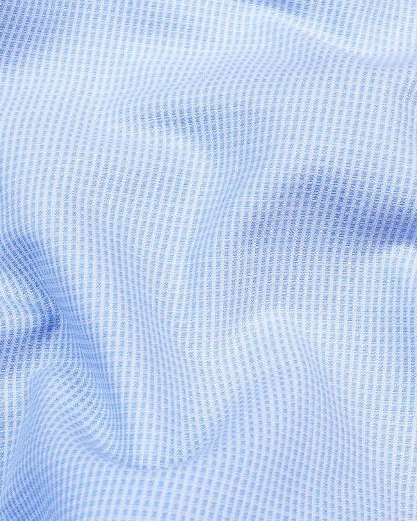 SkyBlue Foho Small Dobby Square Check Solid Cotton Shirt