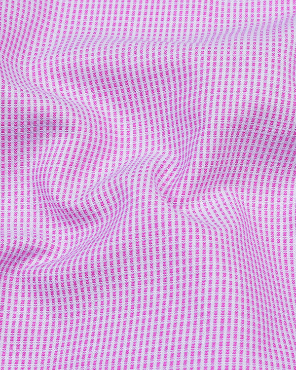 Pink Foho Small Dobby Square Check Solid Cotton Shirt