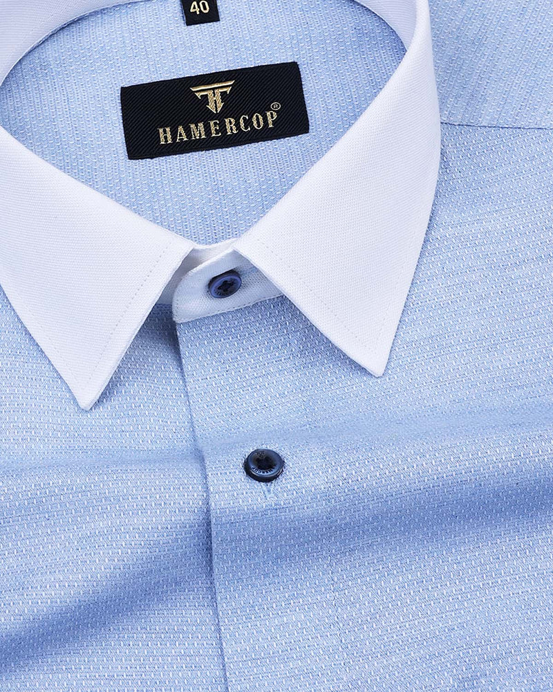 Cotlin Blue Dobby Cotton Designer Formal Shirt – Hamercop