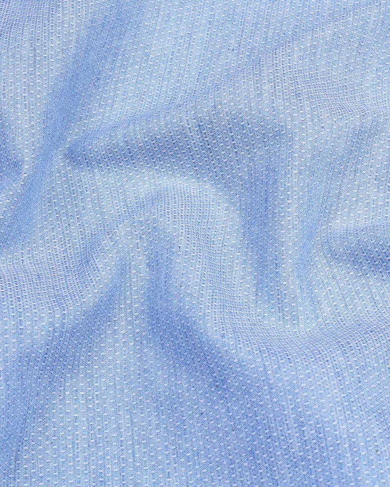 Cotlin Blue Dobby Cotton Designer Formal Shirt