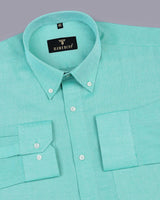 Jelly Green With White Houndstooth Dobby Cotton Shirt