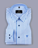 Torcello Blue With White Stripe Oxford Cotton Shirt