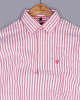 Torcello Orange With White Stripe Oxford Cotton Shirt