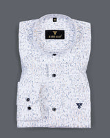 TurboW With Square Printed White Oxford Cotton Shirt