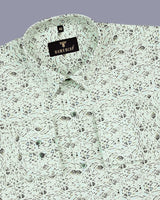 Light Mint Green Graphical Print Oxford Cotton Shirt