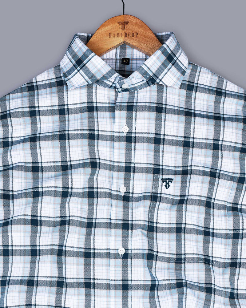 Almora Blue Multicolored Oxford Cotton Check Shirt