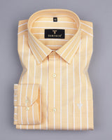 Pale Yellow With White Stripe Oxford Cotton Shirt