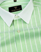 Light Pale Green Stripe Oxford Cotton Designer Shirt