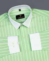Light Pale Green Stripe Oxford Cotton Designer Shirt