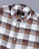 Treviso Brown Multicolored Oxford Cotton Check Shirt