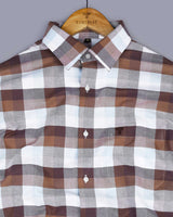Treviso Brown Multicolored Oxford Cotton Check Shirt