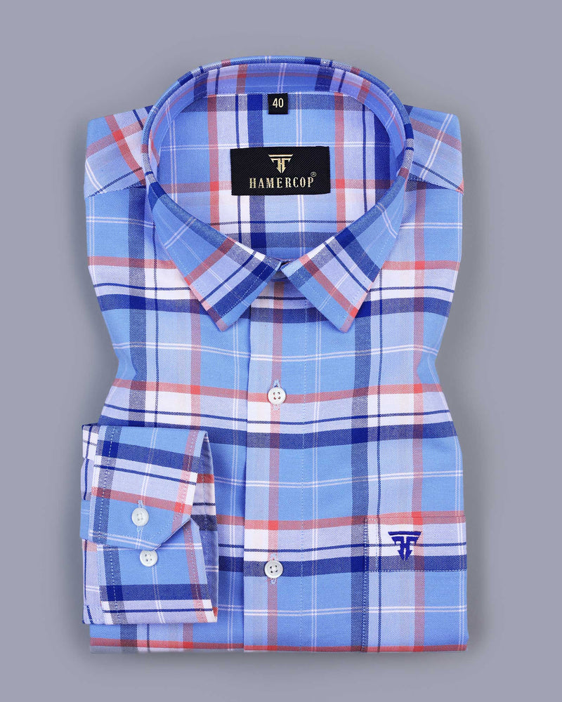 Hilston Blue Multicolored Oxford Cotton Check Shirt