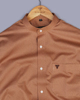 Brown Hexagon Jacquard Printed Premium Gizza Cotton Shirt