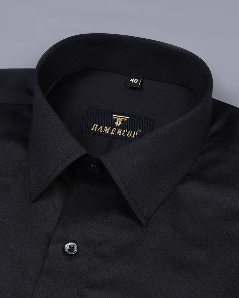 Black Soft Touch Satin Premium Cotton Shirt – Hamercop