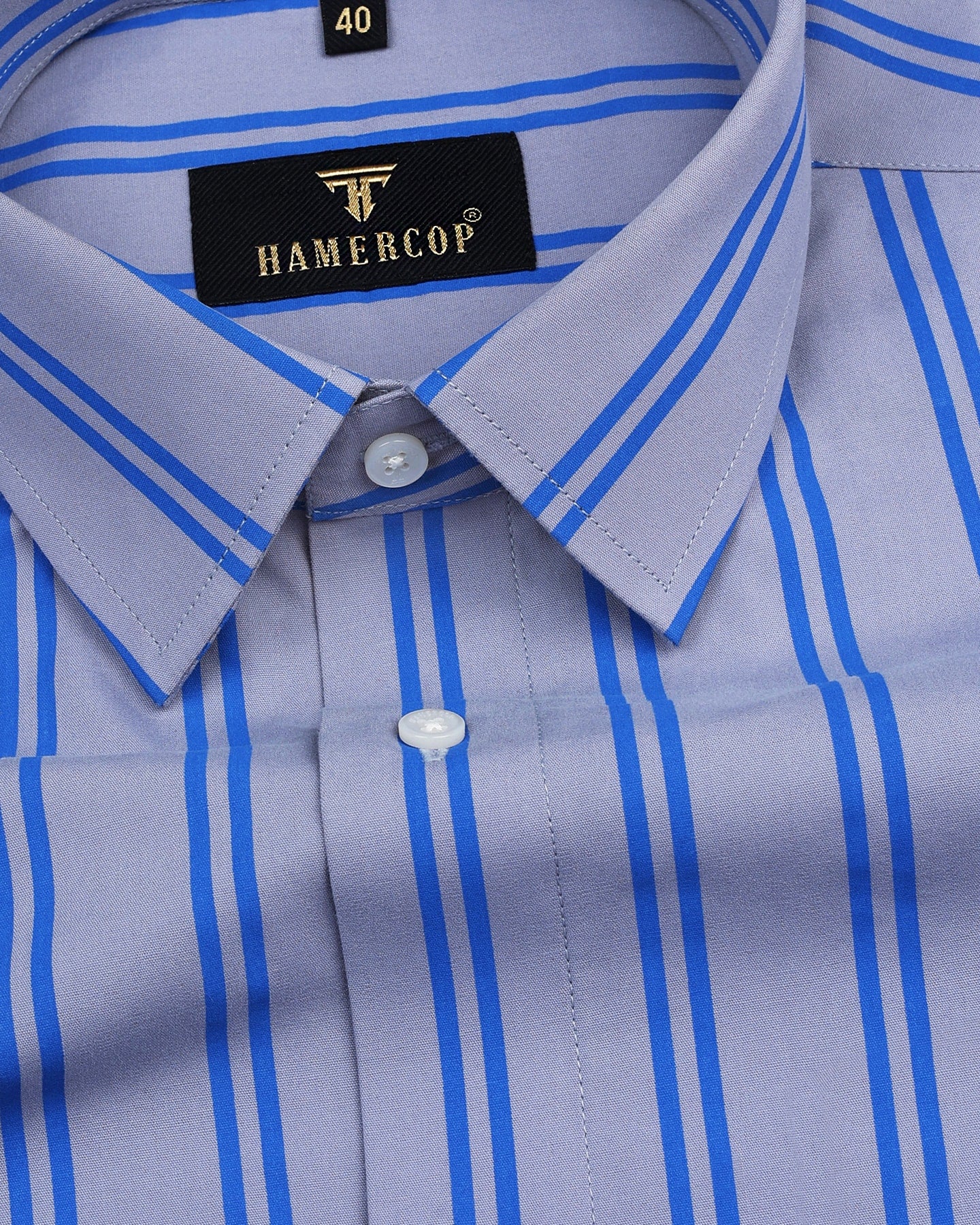 Integral Gray With Blue Stripe Premium Cotton Shirt – Hamercop