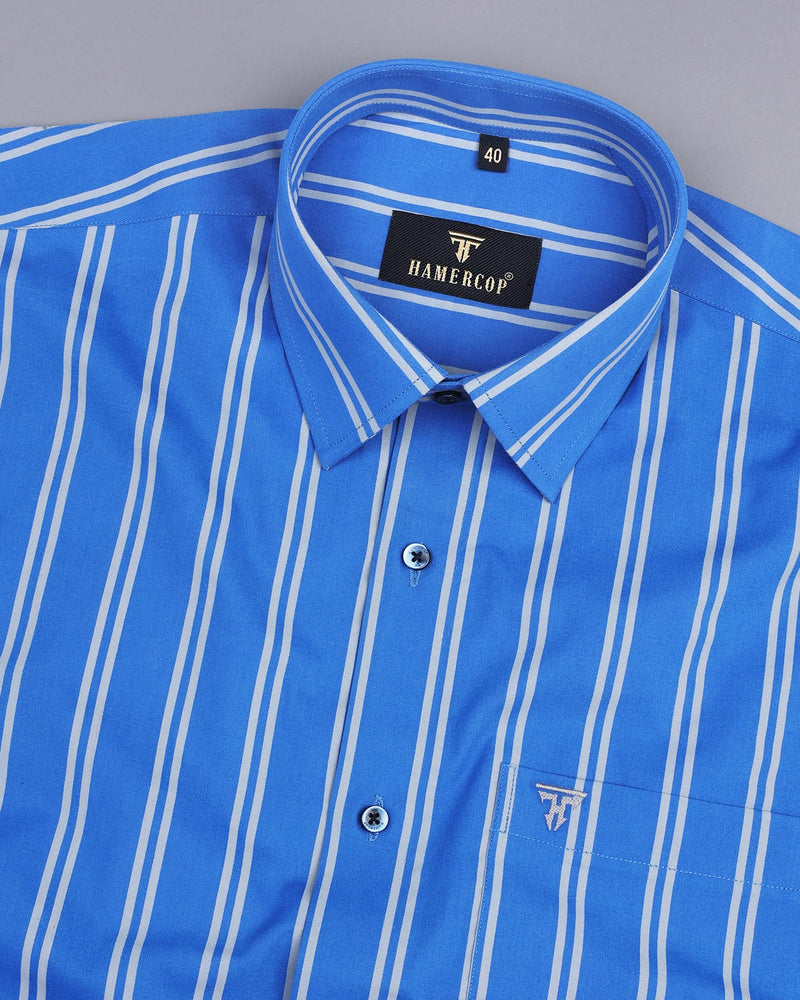 Integral Blue With Gray Stripe Premium Cotton Shirt