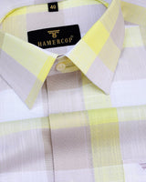 Zinnia Yellow And Cream Multicolored Check Linen Cotton Shirt