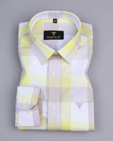 Zinnia Yellow And Cream Multicolored Check Linen Cotton Shirt