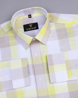 Zinnia Yellow And Cream Multicolored Check Linen Cotton Shirt