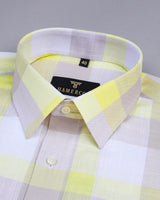 Zinnia Yellow And Cream Multicolored Check Linen Cotton Shirt