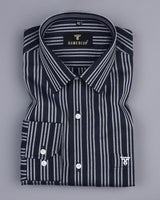 Ceylon NavyBlue With Silver Stripe Premium Cotton Shirt