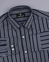 Ceylon NavyBlue With Silver Stripe Premium Cotton Shirt