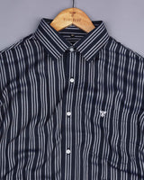 Ceylon NavyBlue With Silver Stripe Premium Cotton Shirt