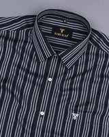 Ceylon NavyBlue With Silver Stripe Premium Cotton Shirt