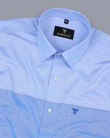 Plasma Blue Broad Weft Stripe Designer Cotton Shirt