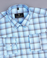 Monotony Aqua Blue Dobby Check Premium Gizza Shirt