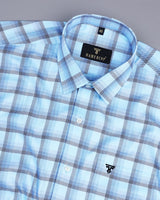 Monotony Aqua Blue Dobby Check Premium Gizza Shirt