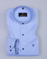 Skycarrier-Skyblue With White Cross Striped Cotton Shirt