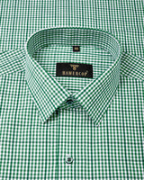 Berry Green With White Small Gingham Check Cotton Shirt