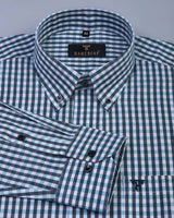 Azure Blue Yarn Dyed Gingham Check Cotton Designer Shirt