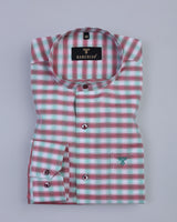 Red With White And Light Green Weft Stripe Shirt