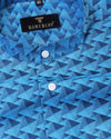 Cyan Blue Block Printed Jacquard Premium Giza  Designer Shirt