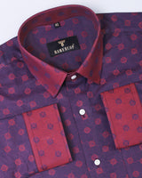 Red Shaded Patterned Jacquard Premium Gizza Cotton Designer Shirt