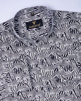 Zebra Themes Printed  Aqua Black And White Cotton Shirt