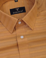 Bronze Brown Self Dobby Weft Striped Premium Cotton Shirt