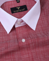 Brick Red With White Cuff Collar  Hamercop Designer Cotton Shirt