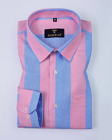 P&B Pink And Blue Broad Stripe Oxford Cotton Shirt