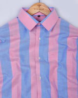 P&B Pink And Blue Broad Stripe Oxford Cotton Shirt