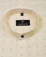 Yellow With Blue Dotted Jacquard Dobby Cotton Shirt