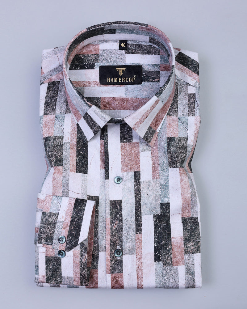Brownish Stone Sprinkle Shaded Designer Stripe Egyptian Gizza Shirt