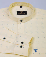 Yellow With Blue Dotted Jacquard Dobby Cotton Shirt