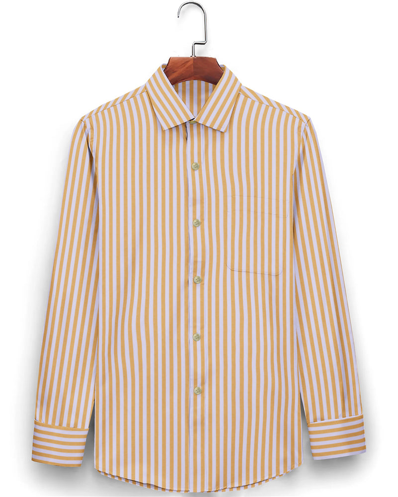 Tenex-Yellow Soft Stripe Yarndye Premium Gizza Cotton Shirt