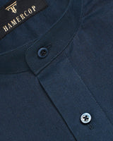 Dark Navy Blue Linen Cotton Premium Formal Shirt